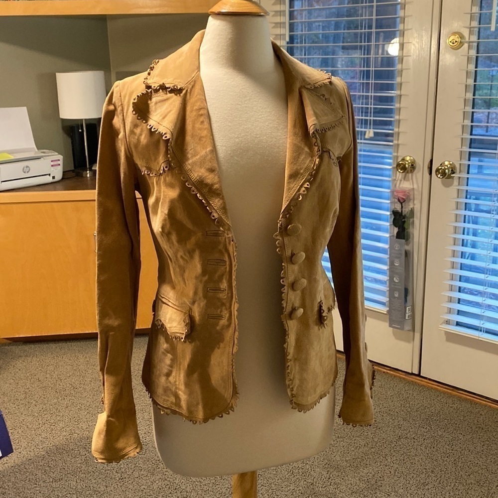 Iman Tan Leather Jacket Size XS in GUC